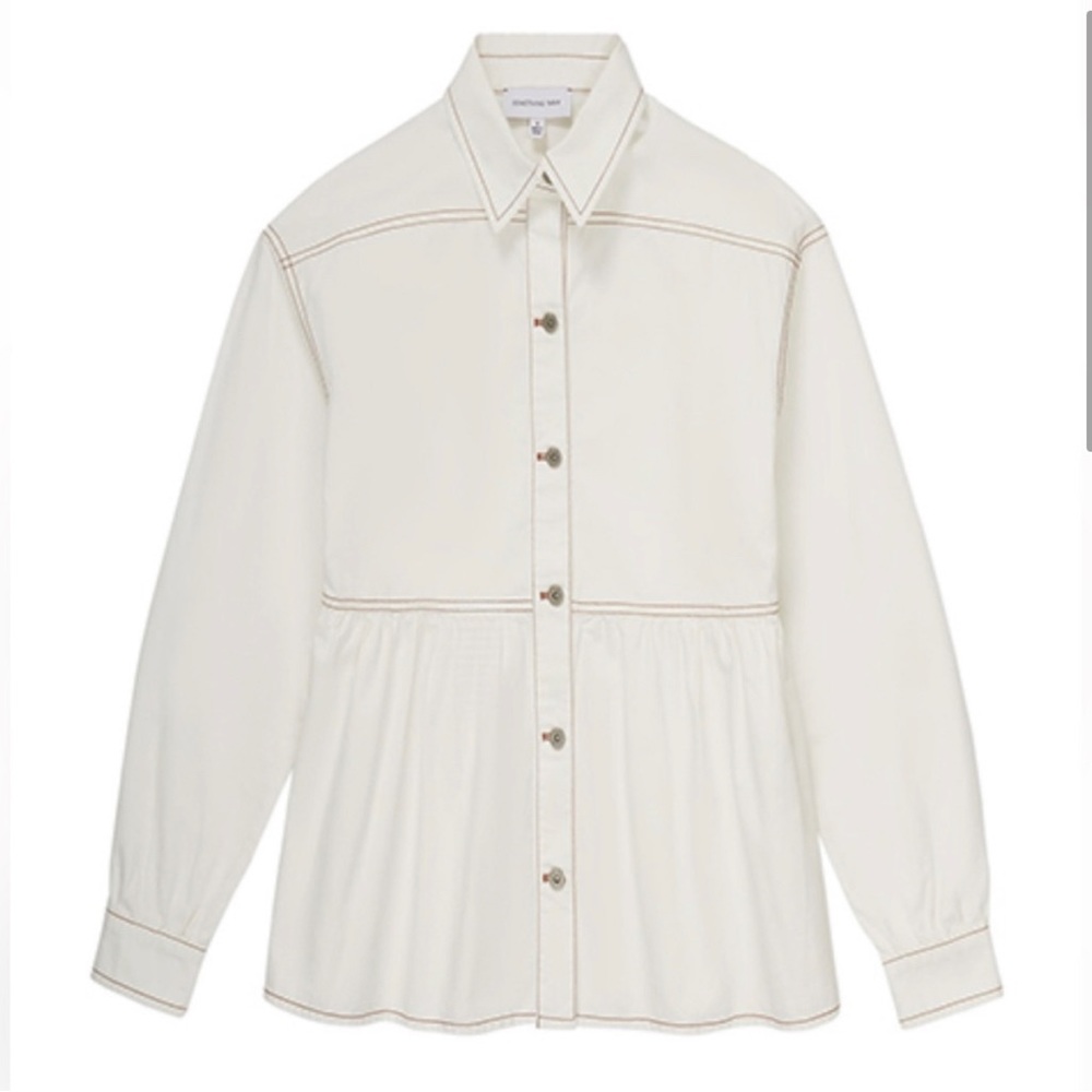 Something Navy Buttoned Top - image 2